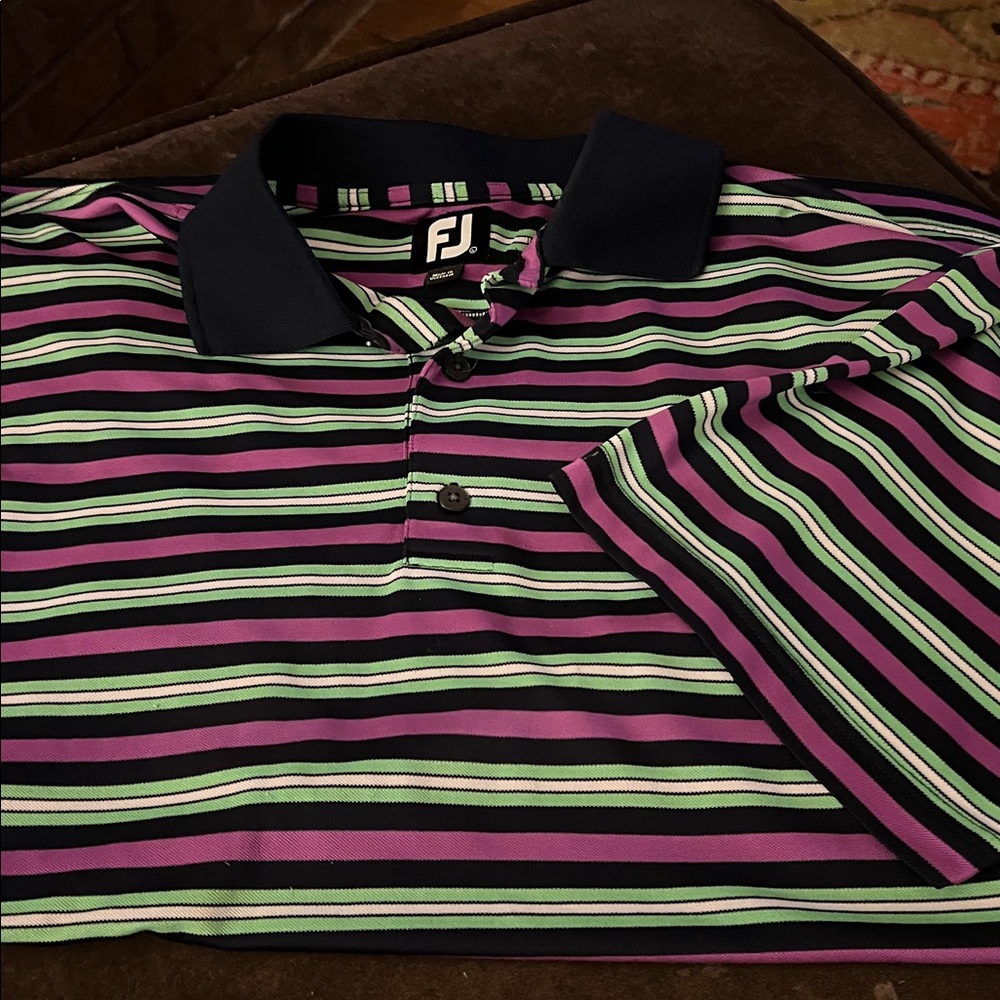 FootJoy Polo Shirt with Purple and Green Stripes